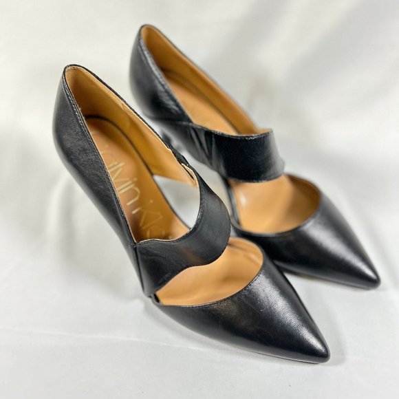 Calvin Klein Shoes - Calvin Klein black asymmetric strap 3" heel woman sz 9.5